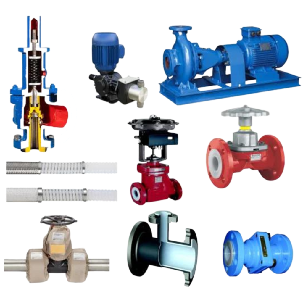 Đường ống hóa chất + bơm, van